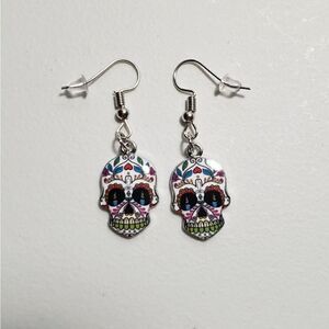 Handmade Halloween Day of the Dead Dia De Muertos candy skull earrings